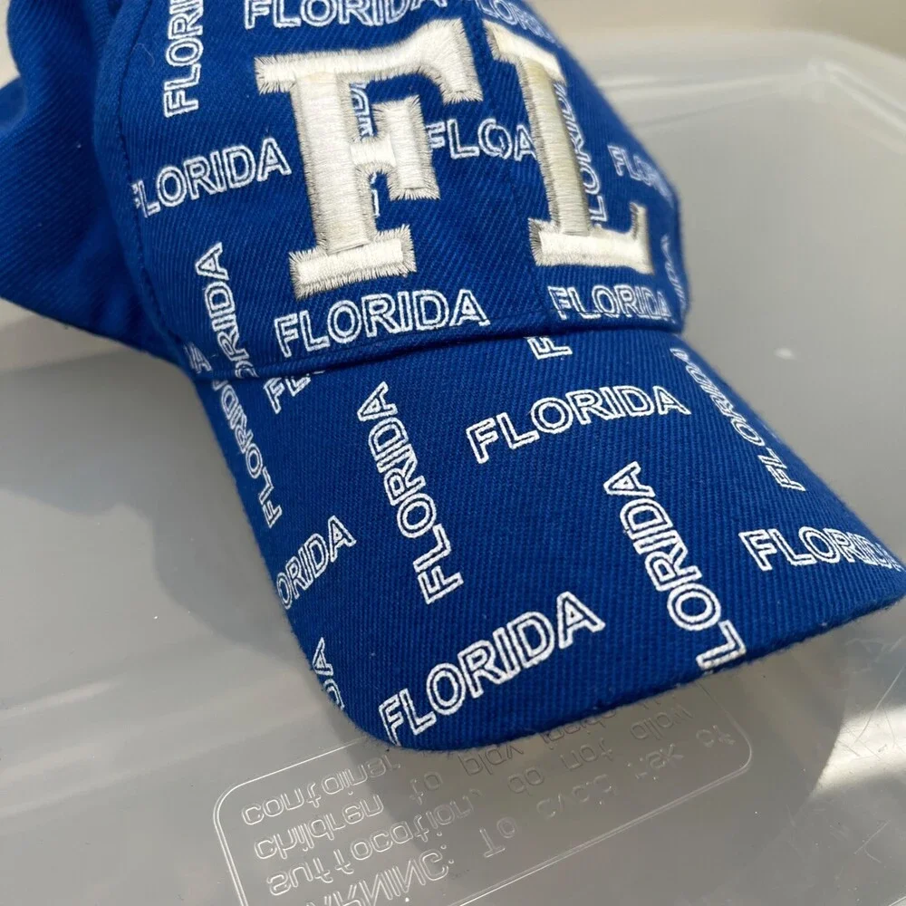 Florida Hat Mens Adjustable Blue Strap Baseball Cap AOP Tourism Gators Lightning